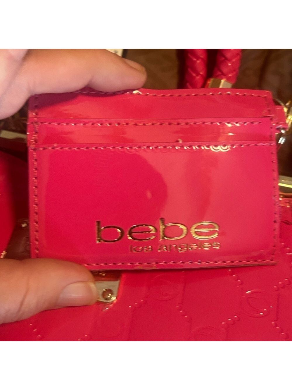 Bebe hot  Pink cross body  with Gold Accents - Picture 5 of 11